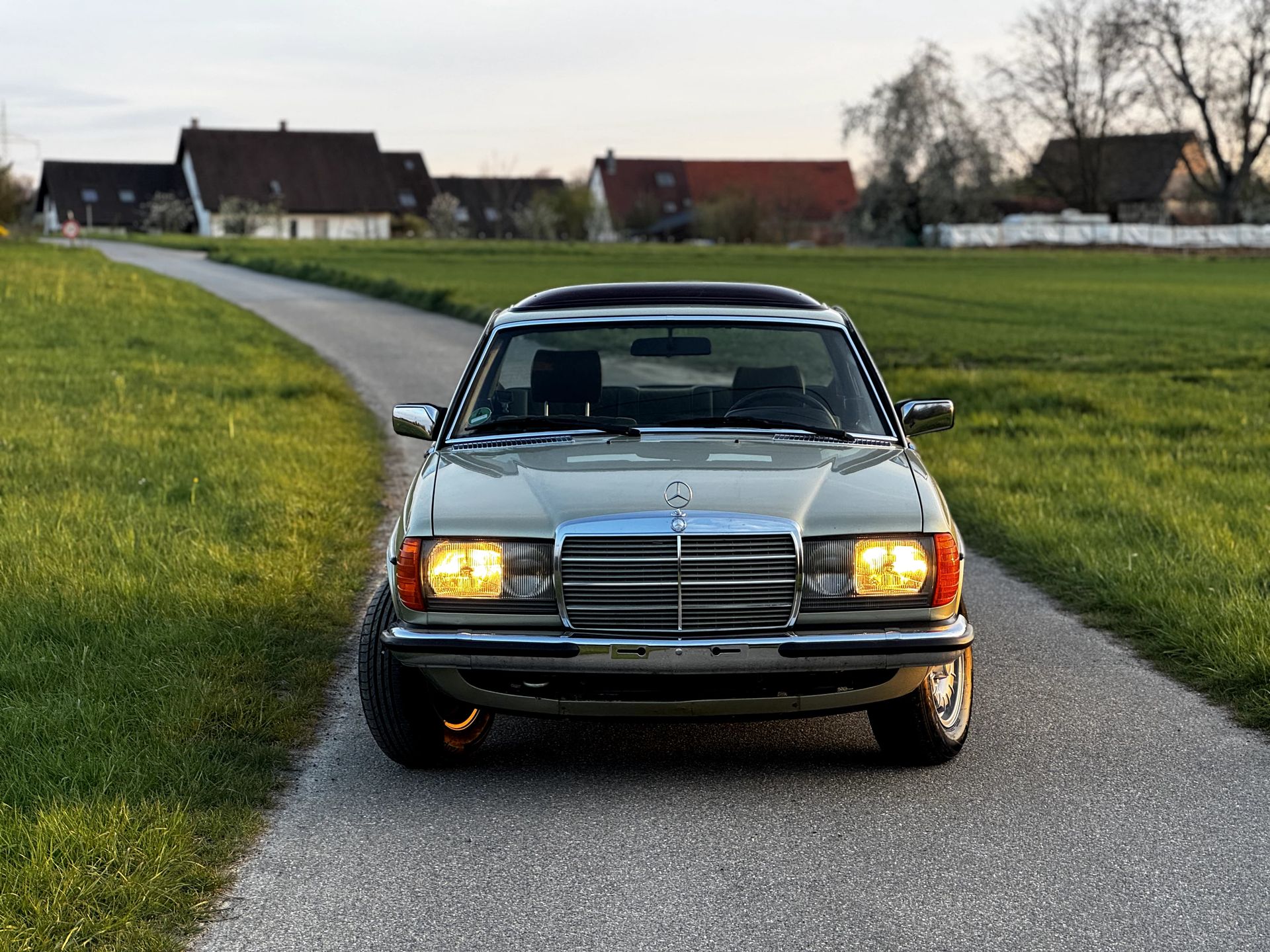 Mercedes-Benz W123 Frontansicht im Fuhrpark von Meisterklasse automobile